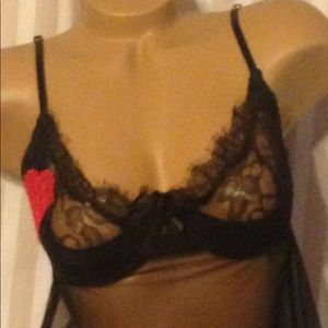 Victoria’s Secret baby doll w thong panty black